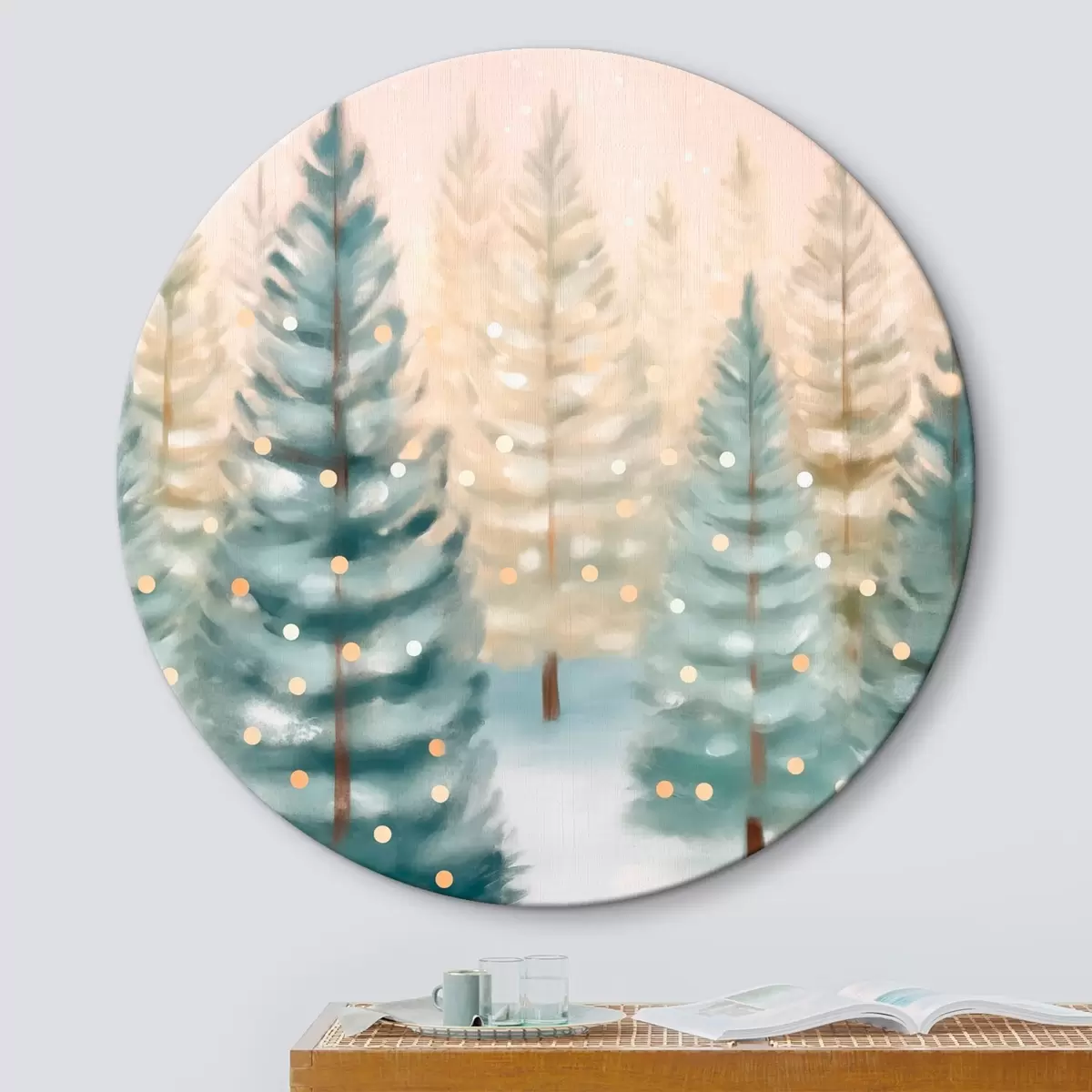 Apvalūs paveikslai Kalėdų miškas r46456