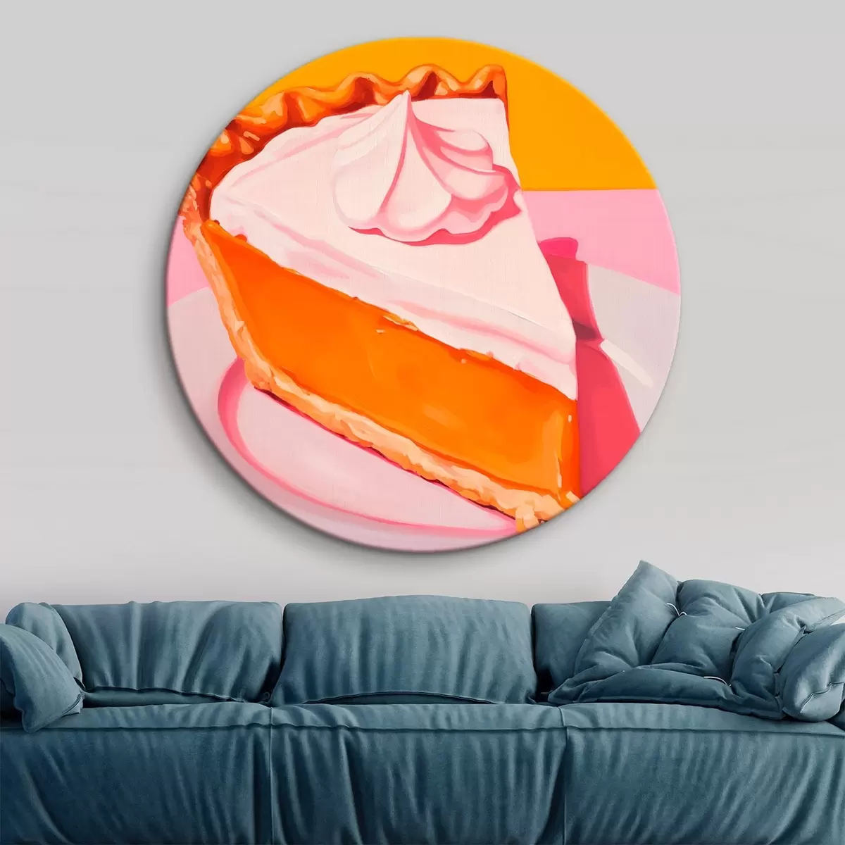 Apvalūs paveikslai Moliūgų pyrago gabalas. Pop art iliustracija r46462