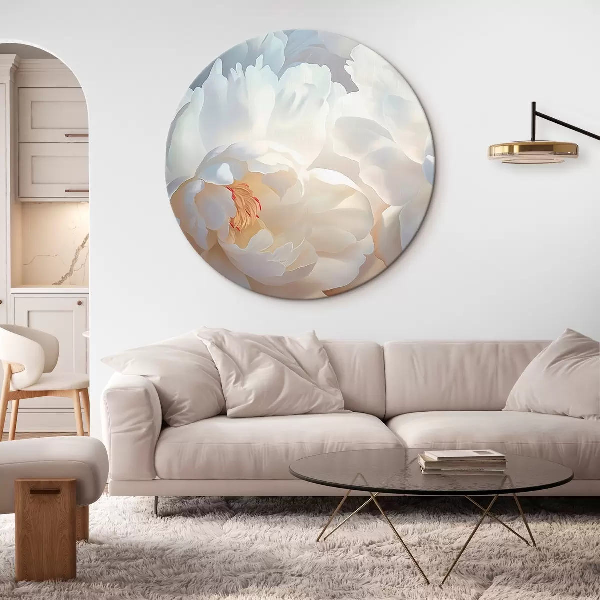 Apvalūs paveikslai Didelės baltos bijūnės r46560