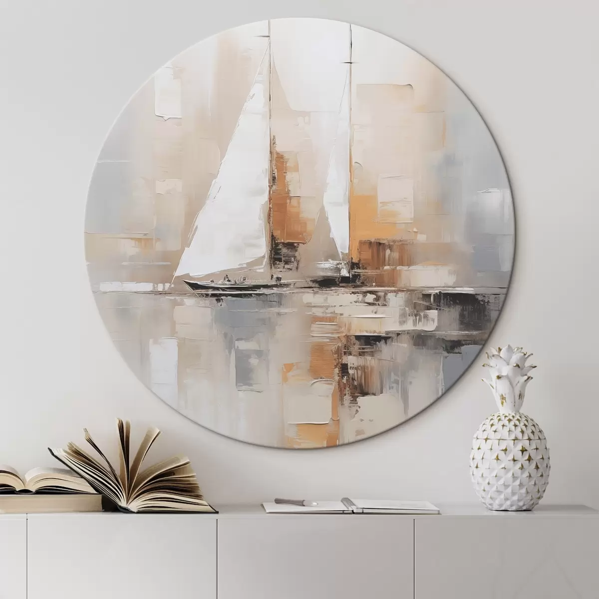 Apvalūs paveikslai Burlaivio abstrakcija r46566