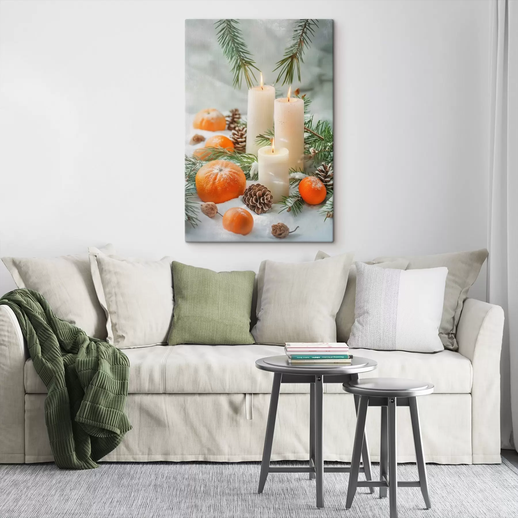 Paveikslėlis Žvakės, mandarinai ir pušų kankorėžiai s46615