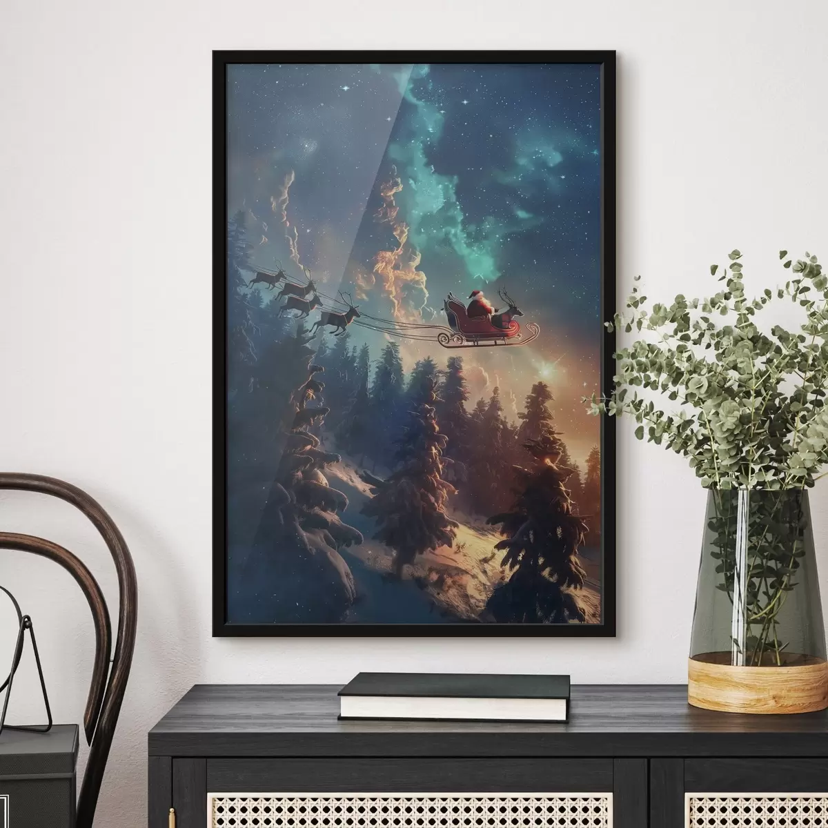 Plakatas Kalėdų Senelis ant elnio f46602