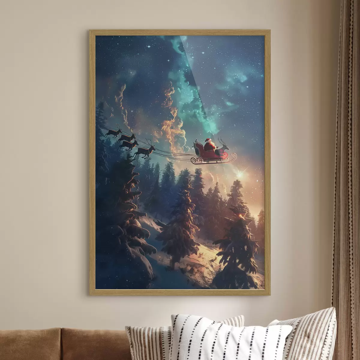 Plakatas Kalėdų Senelis ant elnio f46602
