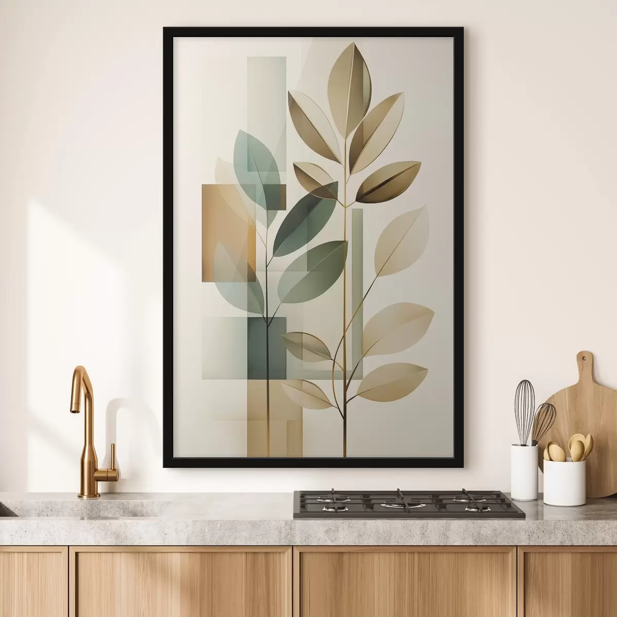 Plakatas Geometrinė abstrakcija su lapais f46581