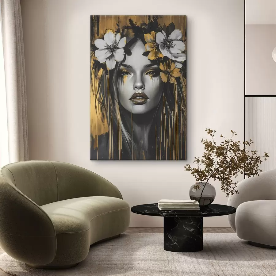 Paveikslėlis Abstraktus moters portretas su gėlėmis s46454