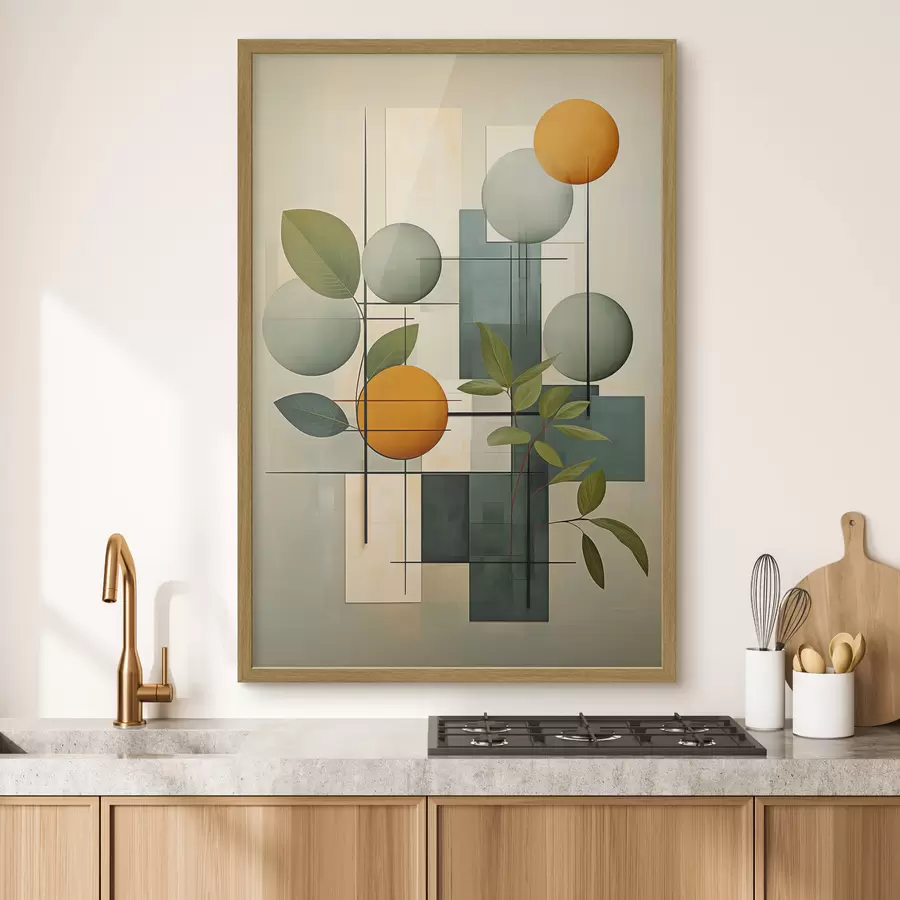 Fototapetai Geometrinė abstrakcija su augalais f46579
