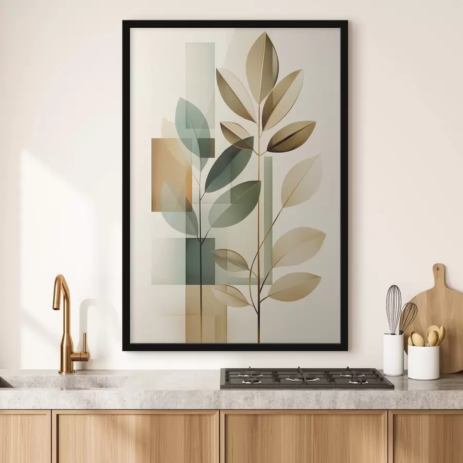 Fototapetai Geometrinė abstrakcija su lapais f46581