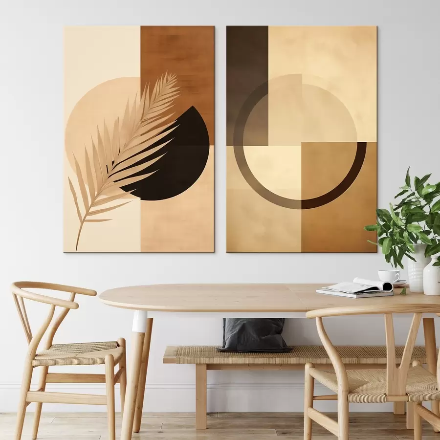 Paveikslėlis Terakota ir smėlio spalvos geometrinis raštas su palmių lapų motyvu m00968