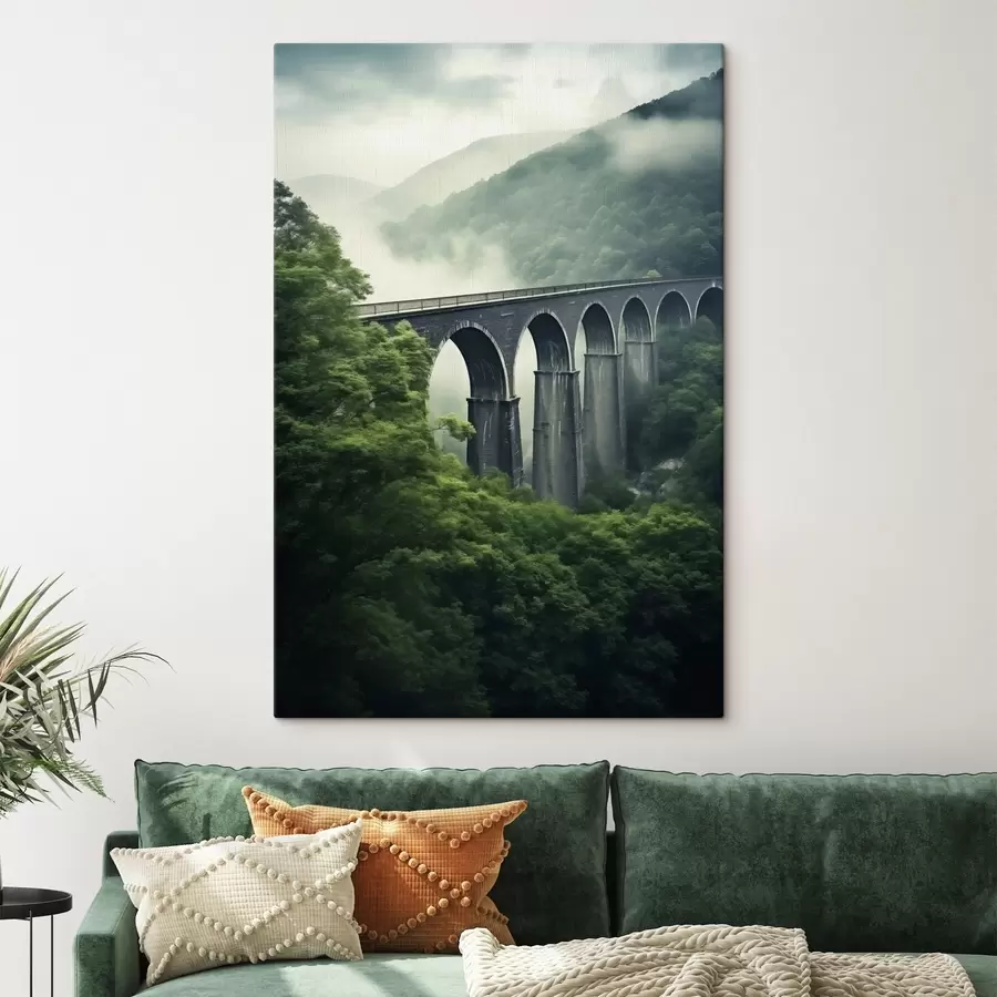 Paveikslėlis Akmens viadukas virš rūko apgaubto miškingo slėnio s46483