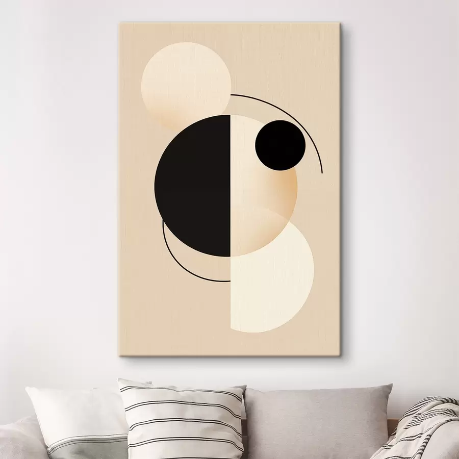 Paveikslėlis Grafiniai apskritimai ir lankai švelnios smėlio spalvos ir juodos spalvos s46497