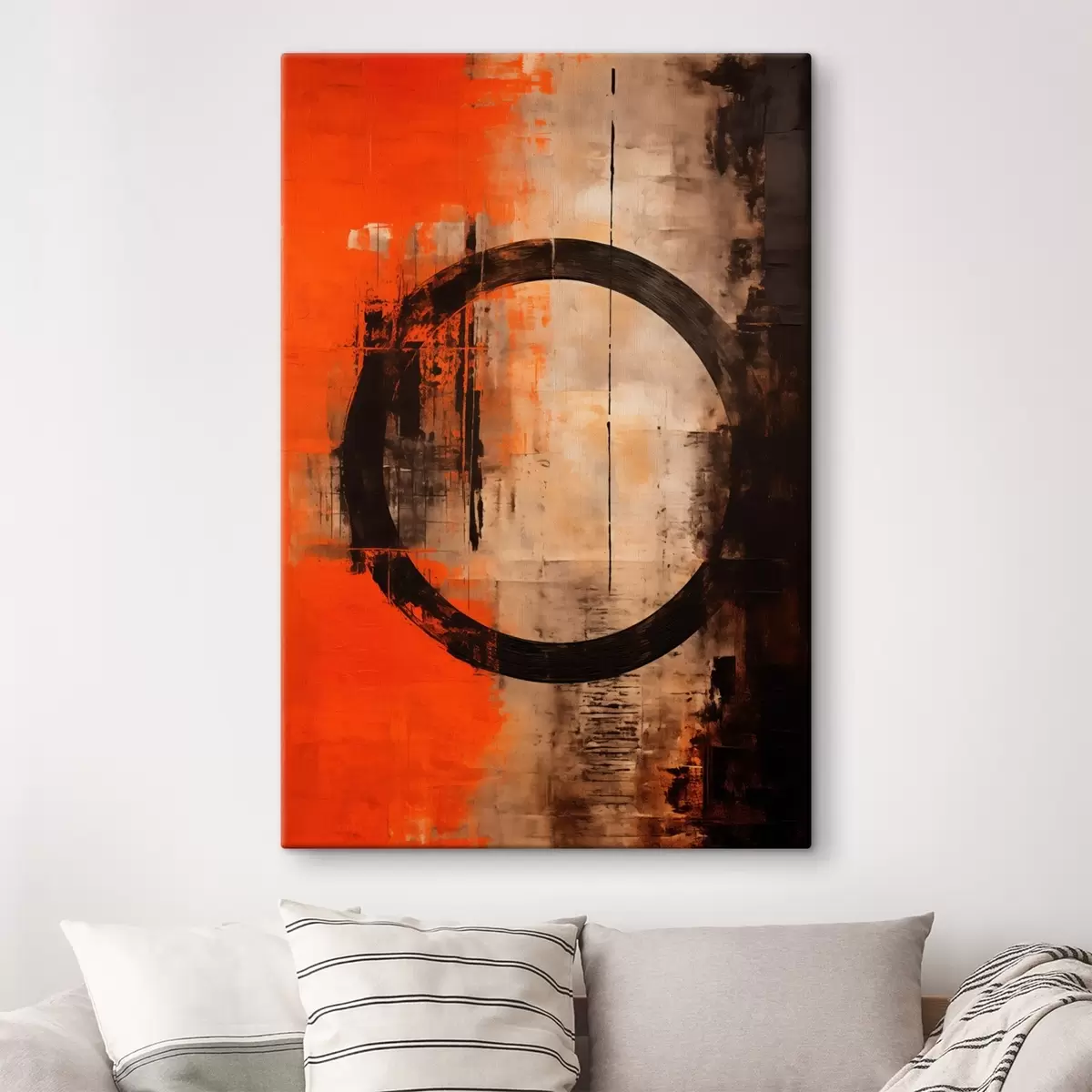 Paveikslėlis Abstraktus su dideliu juodu ratu ir šiltomis tekstūromis s46528