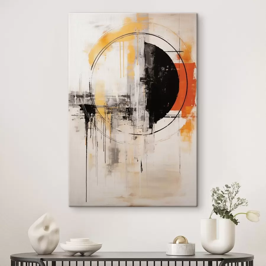 Paveikslėlis Monochrominis oranžinis apskritimas su tekstūriniais lašais s46536