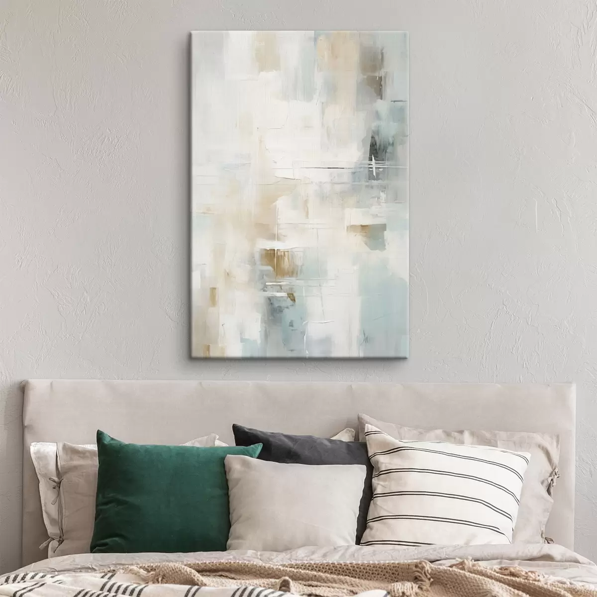 Paveikslėlis Oro gaivūs mėlynos ir smėlio spalvos potėpiai ant balto fono s46547