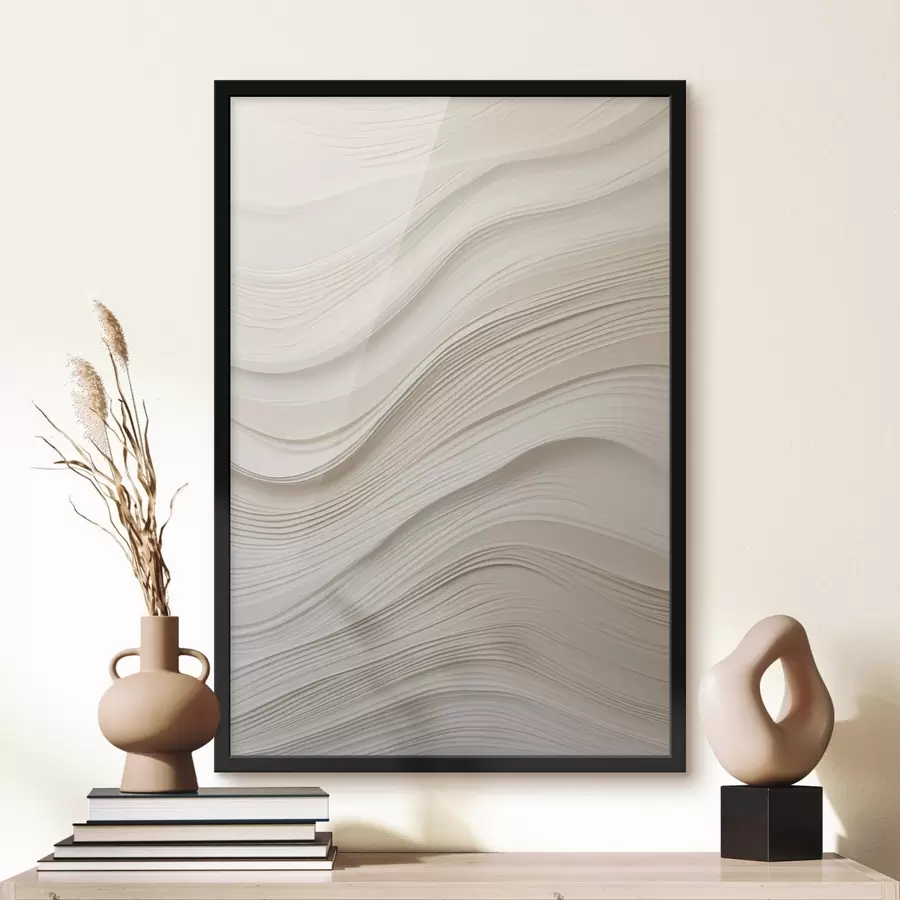 Fototapetai Sluoksniuotos smėlio atspalvio reljefinės bangos, minkšta tekstūra f46484