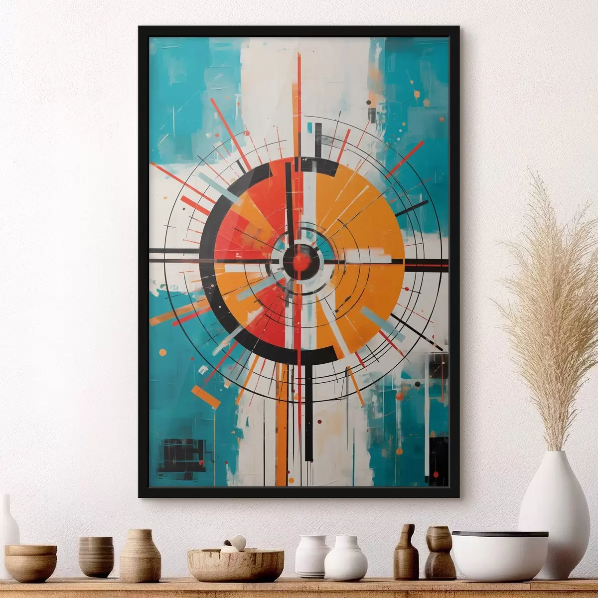 Plakatas Koncentrinis taikinys su žalios ir oranžinės spalvos segmentais f46486