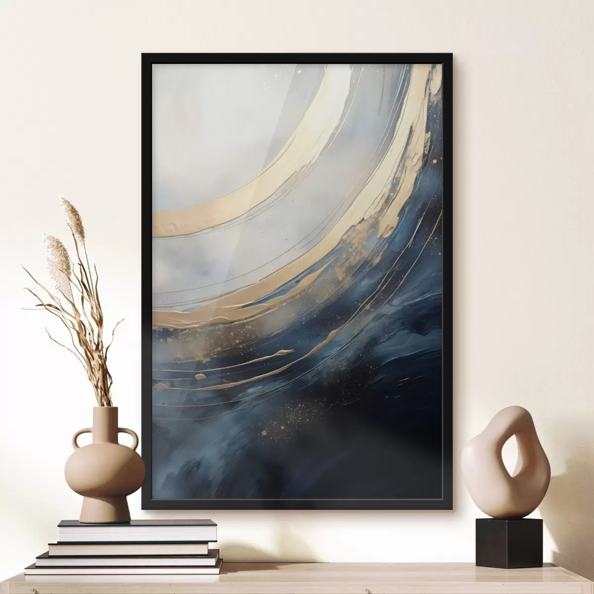 Plakatas Platus šviesus lankas ant tamsiai mėlyno fono f46487