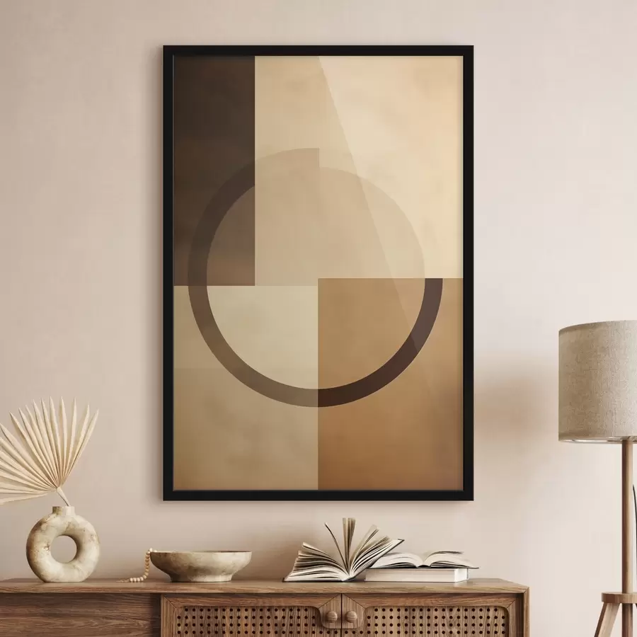 Fototapetai Neryškūs kvadratai su permatomu žiedu, šilta žemės spalvų paletė f46498