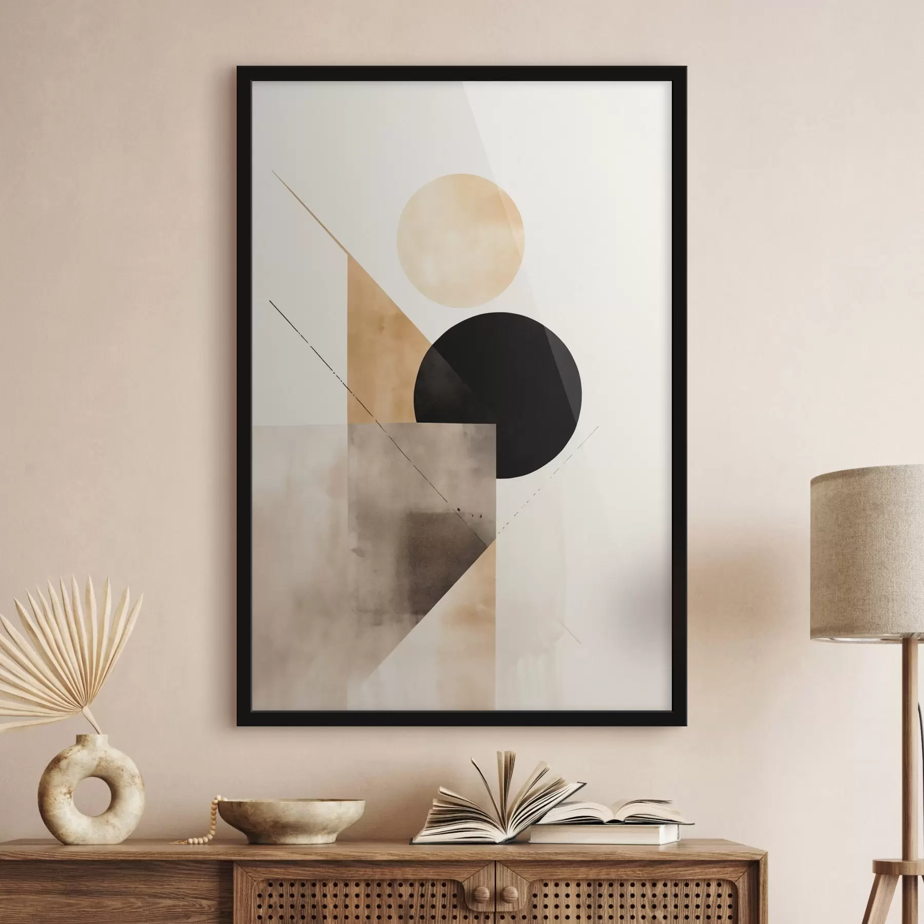 Fototapetai Minimalistinė kompozicija: apskritimas, trikampis ir plokštumos f46532