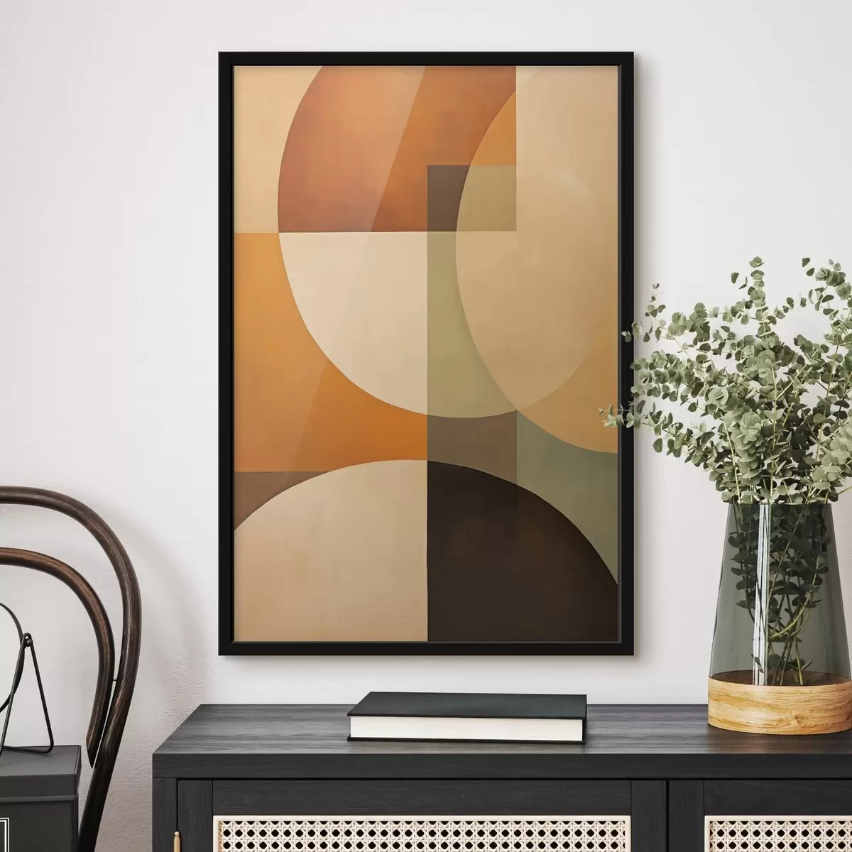 Plakatas Didelės susikertančios formos terakotos-alyvuogių atspalvių f46533