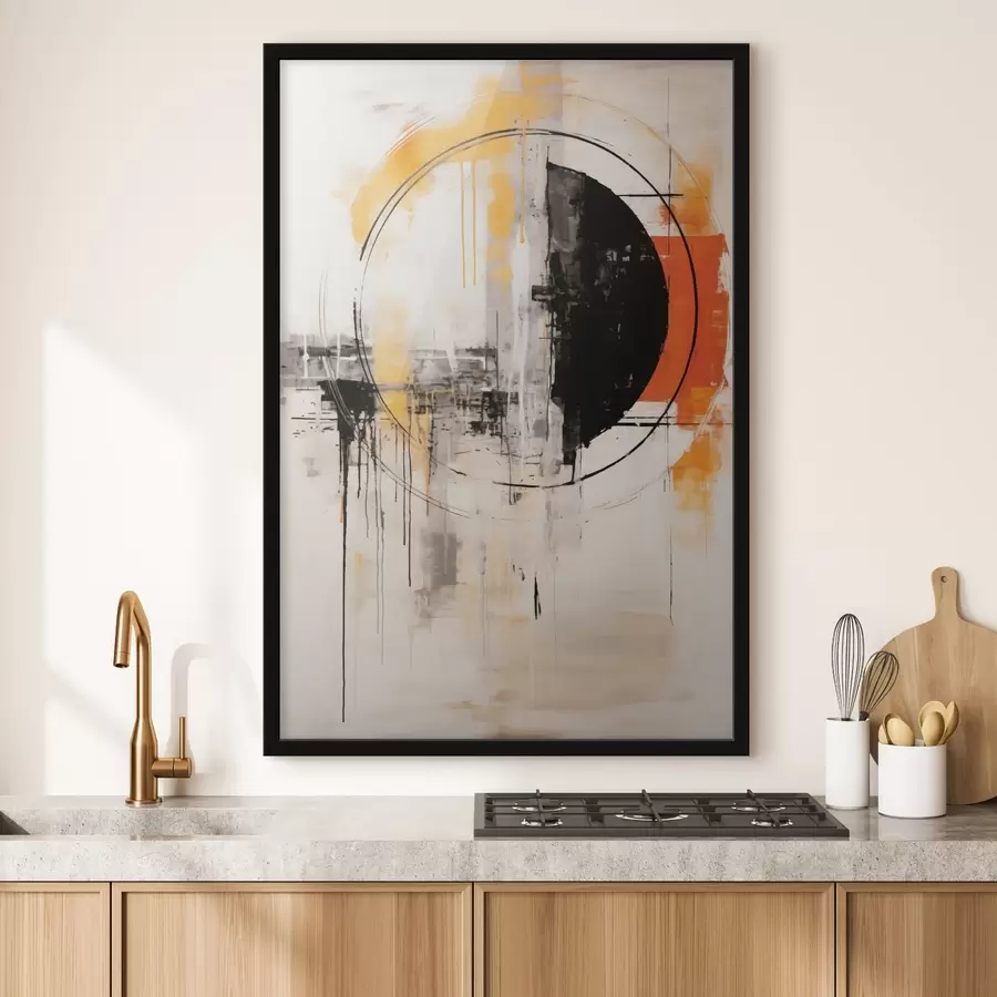 Fototapetai Monochrominis oranžinis apskritimas su tekstūriniais lašais f46536