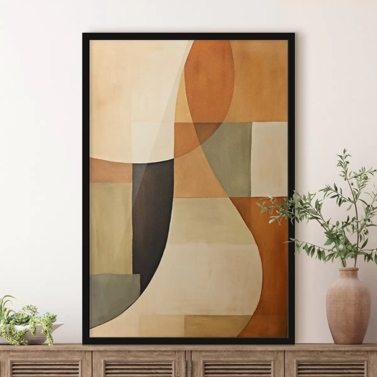 Plakatas Švelnūs geometriniai laukai šiltų natūralių spalvų paletėje f46538