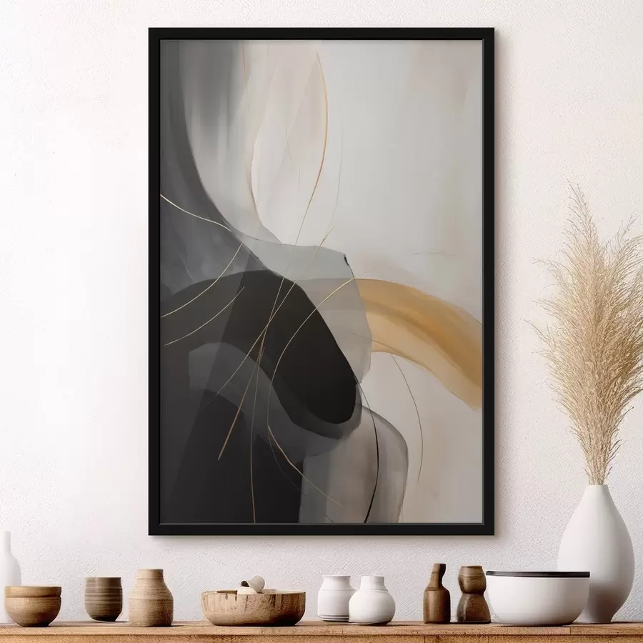 Fototapetai Minkštos juodos ir smėlio spalvos linijos su šiltu akcentu f46542