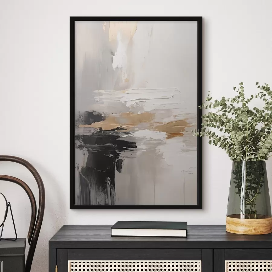 Fototapetai Nude atspalvių potėpiai su kontrastingu juodu ir ochros sluoksniu f46544