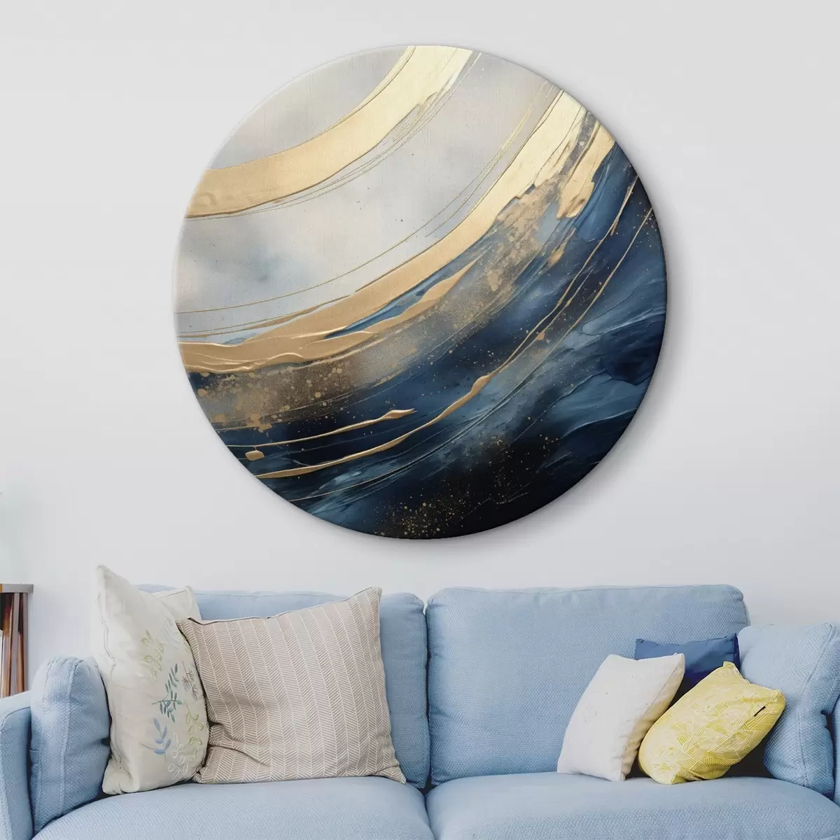 Apvalūs paveikslai Platus šviesus lankas ant tamsiai mėlyno fono r46487