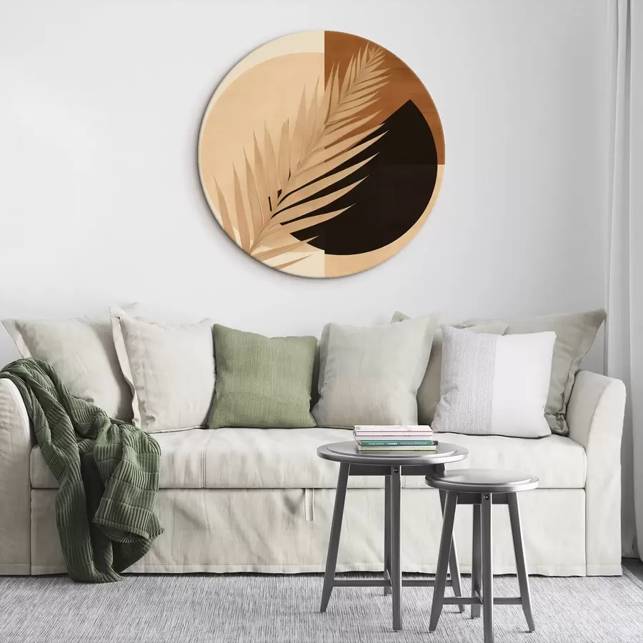 Paveikslėlis Palmių lapai ant terakotos ir kreminės geometrijos r46490