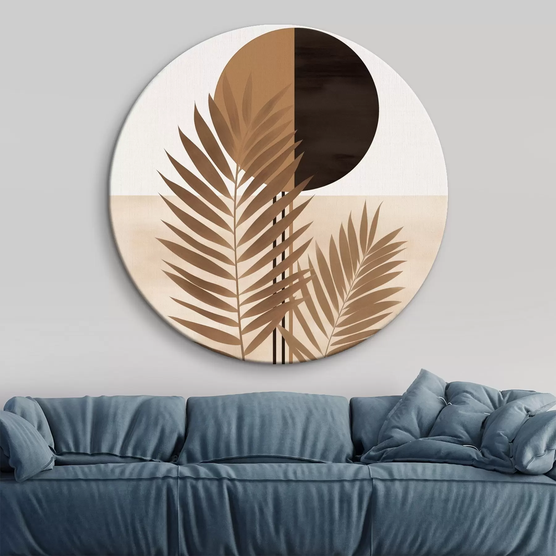 Paveikslėlis Dvi palmių lapų su padalintu apskritimu saulės motyvu r46491