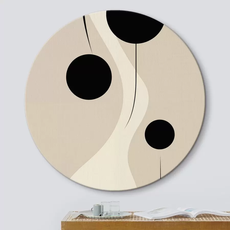 Paveikslėlis Minimalistinės apskritimo formos ant smėlio spalvos fono su tekančiomis linijų akcentais r46496