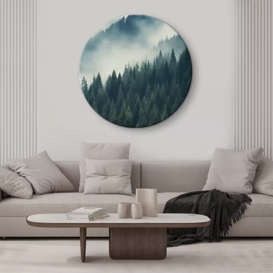 Paveikslėlis Rūkas virš spygliuočių šlaitų, sodrios žalios spalvos r46516