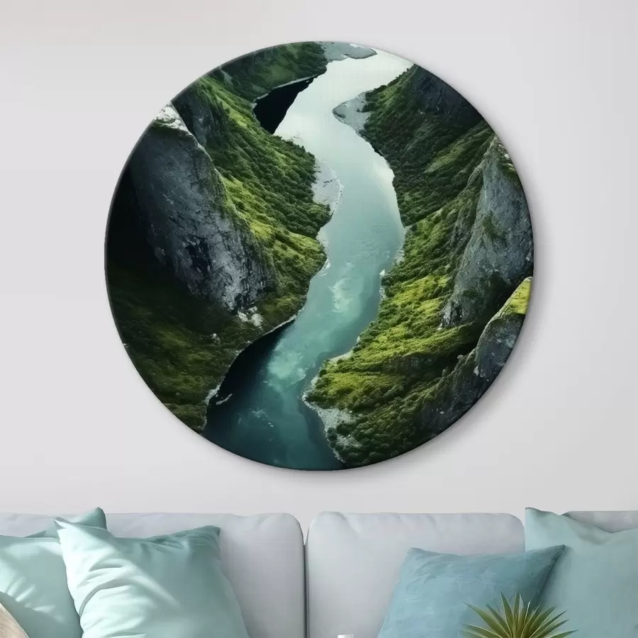 Paveikslėlis Tarp uolų vingiuojanti upė, vaizdas iš paukščio skrydžio r46521