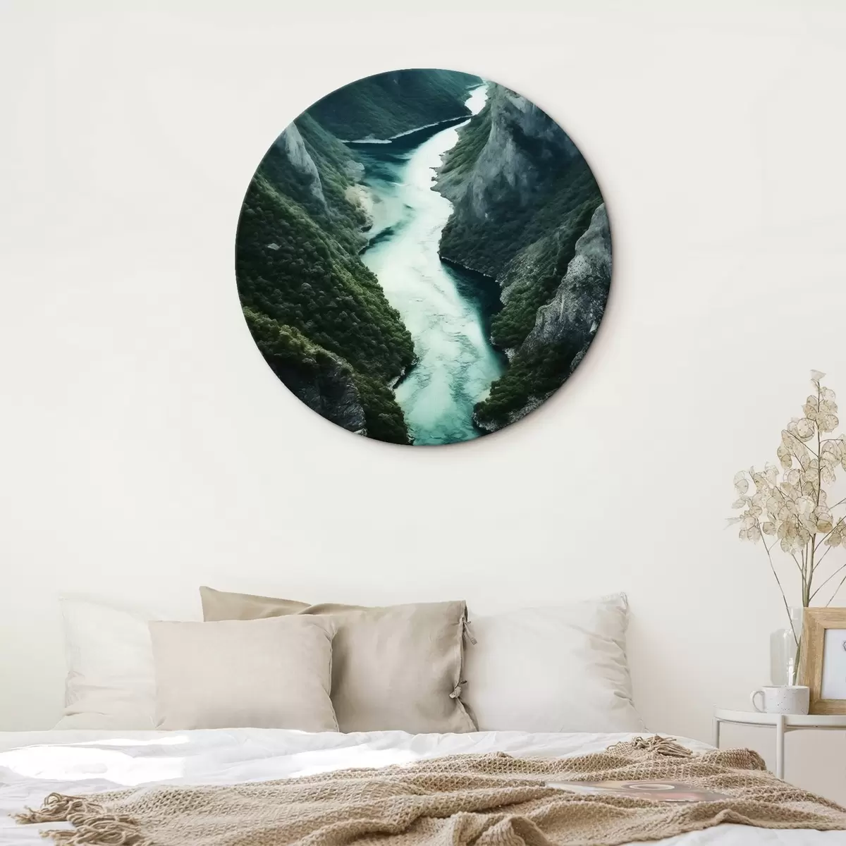 Apvalūs paveikslai Siauras tarpeklis su turkio spalvos srove iš viršaus r46522