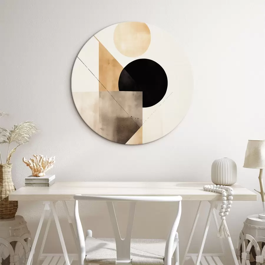 Paveikslėlis Minimalistinė kompozicija: apskritimas, trikampis ir plokštumos r46532