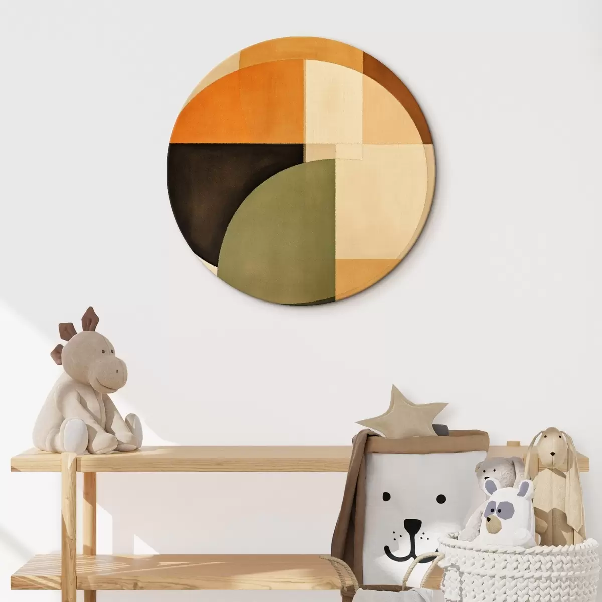 Apvalūs paveikslai Sankirtos apskritimai smėlio ir alyvuogių spalvų paletėje r46537