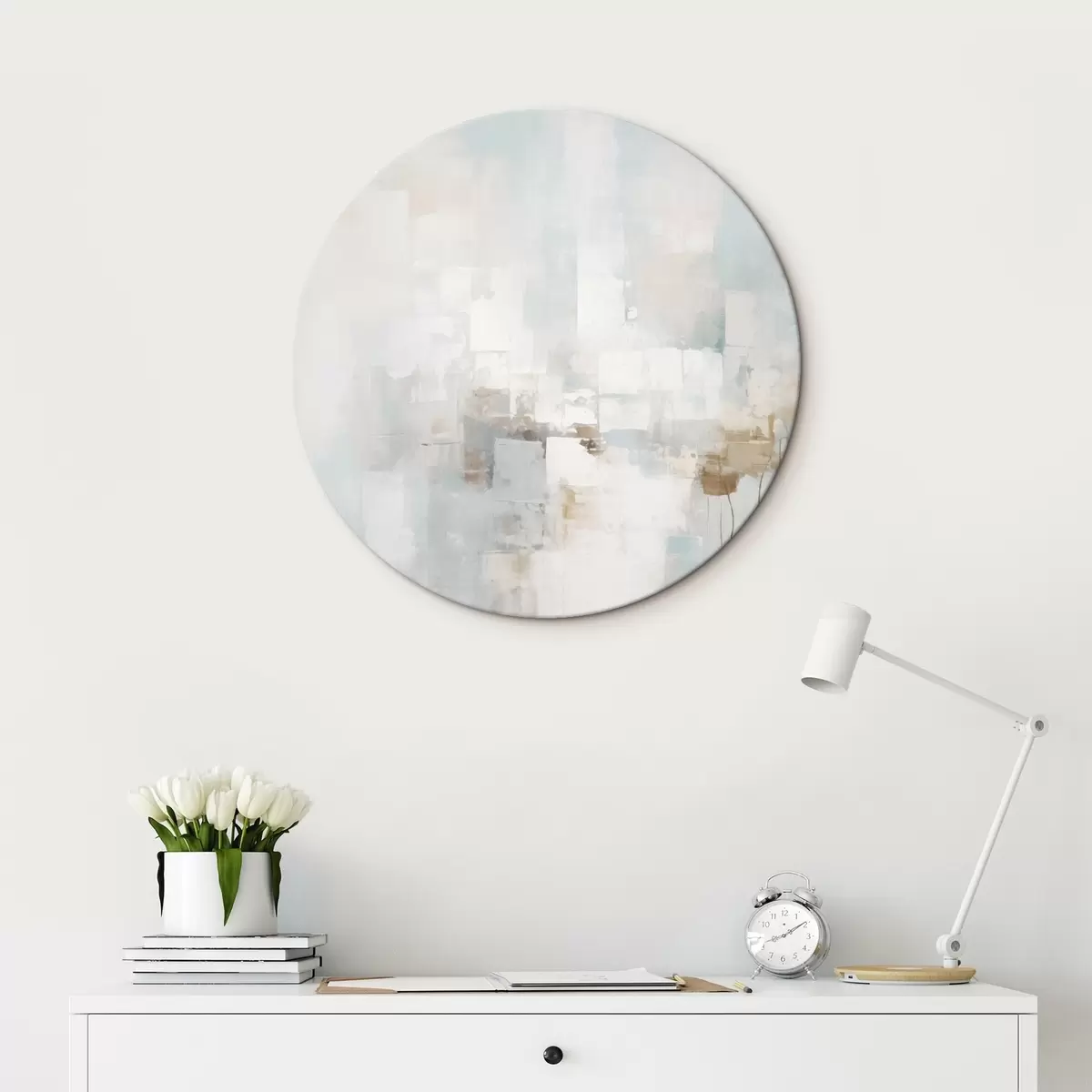 Apvalūs paveikslai Šviesūs pasteliniai blokai: mėlyni, smėliniai, balti r46546