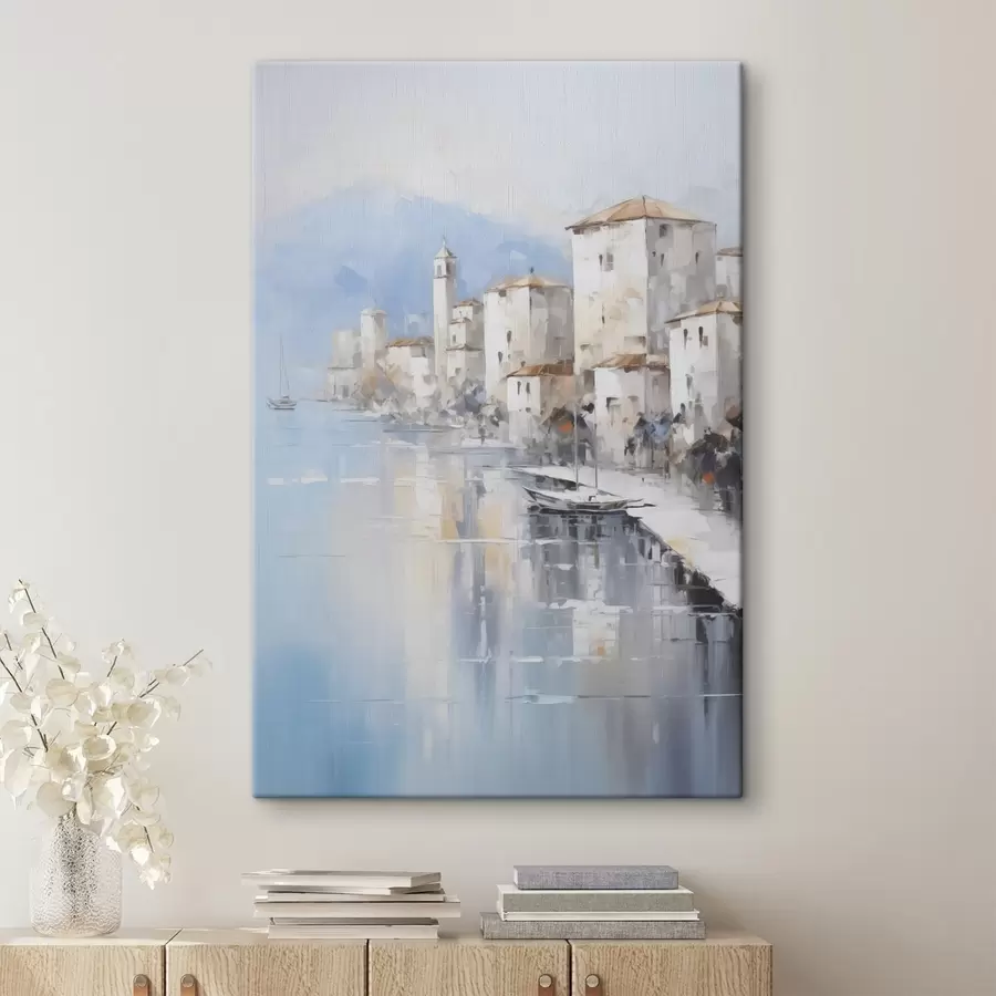 Paveikslėlis Abstrakčios namai prie įlankos tapybos imitacija s46673