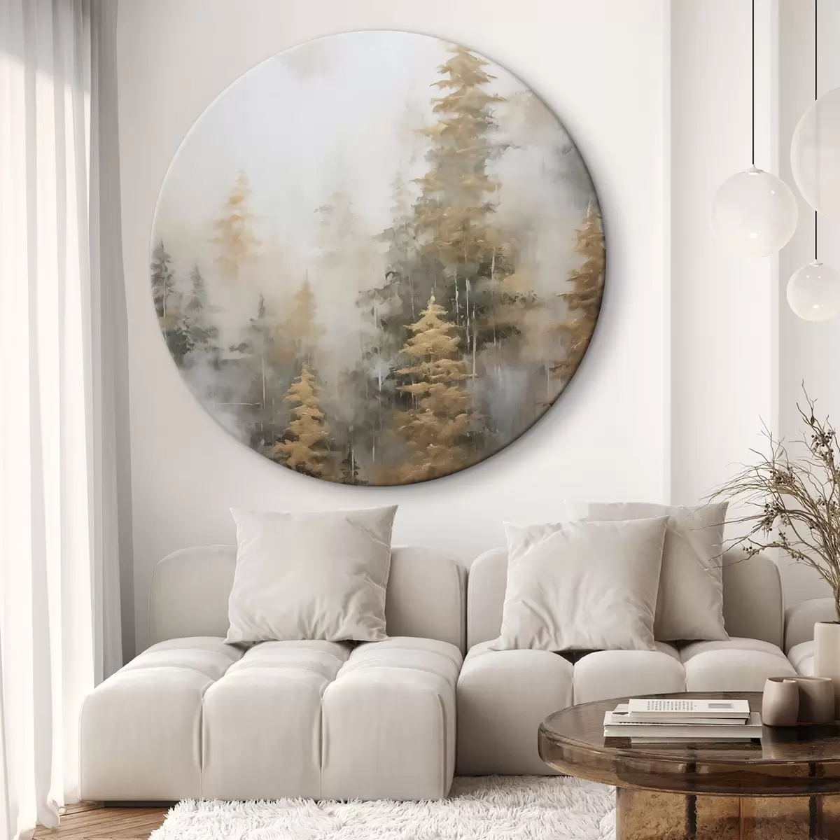 Apvalūs paveikslai Miško imitacija tapyboje r46672