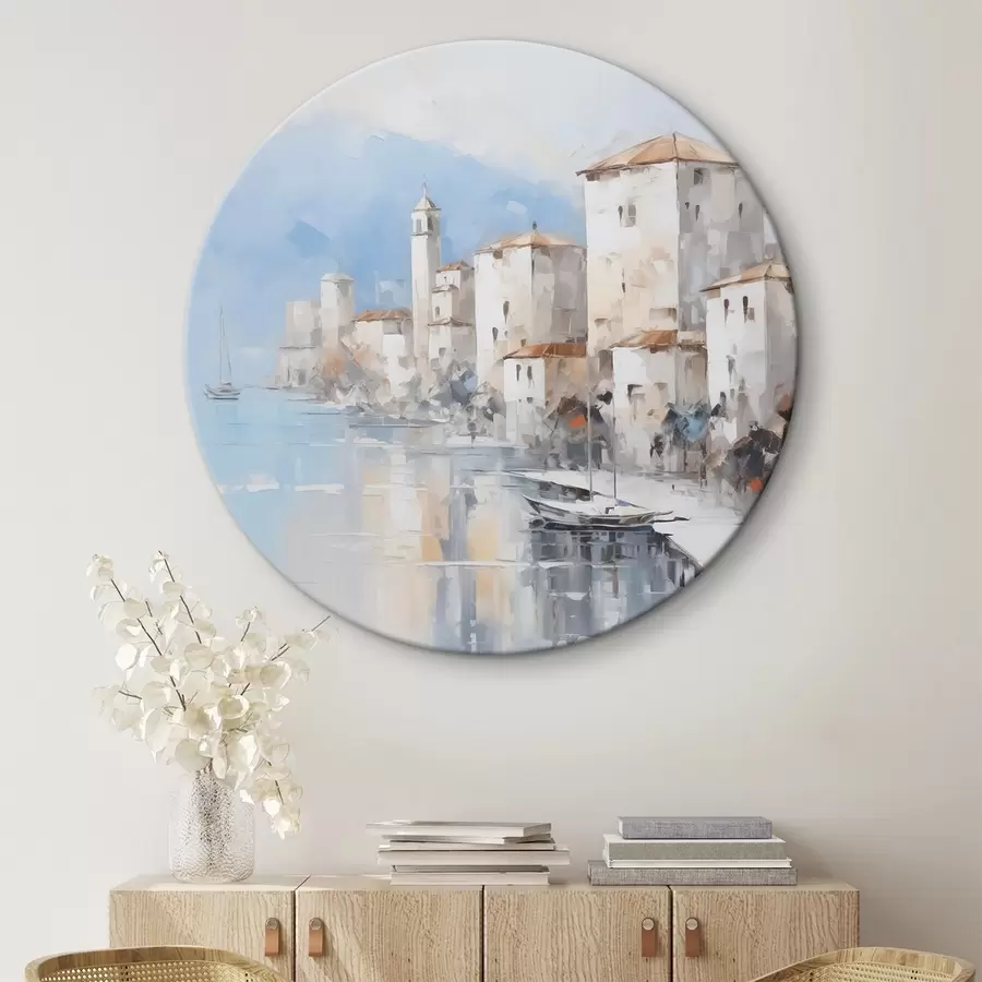 Paveikslėlis Abstrakčios namai prie įlankos tapybos imitacija r46673