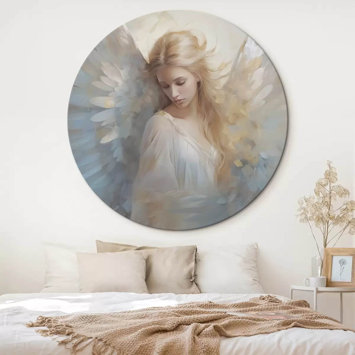 Apvalūs paveikslai Angelas abstraktaus tapybos imitacija r46682