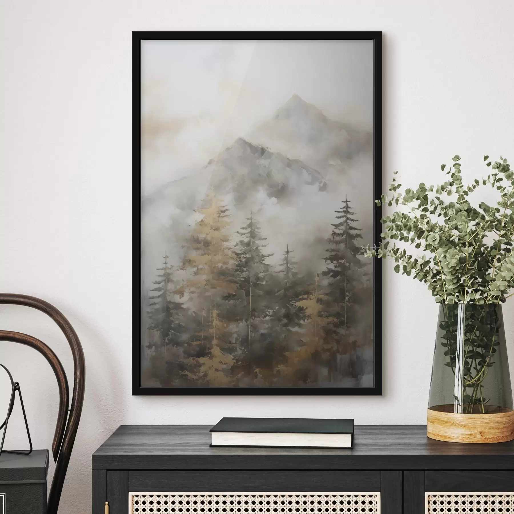 Fototapetai Miškas kalnų fone, tapybos imitacija f46670