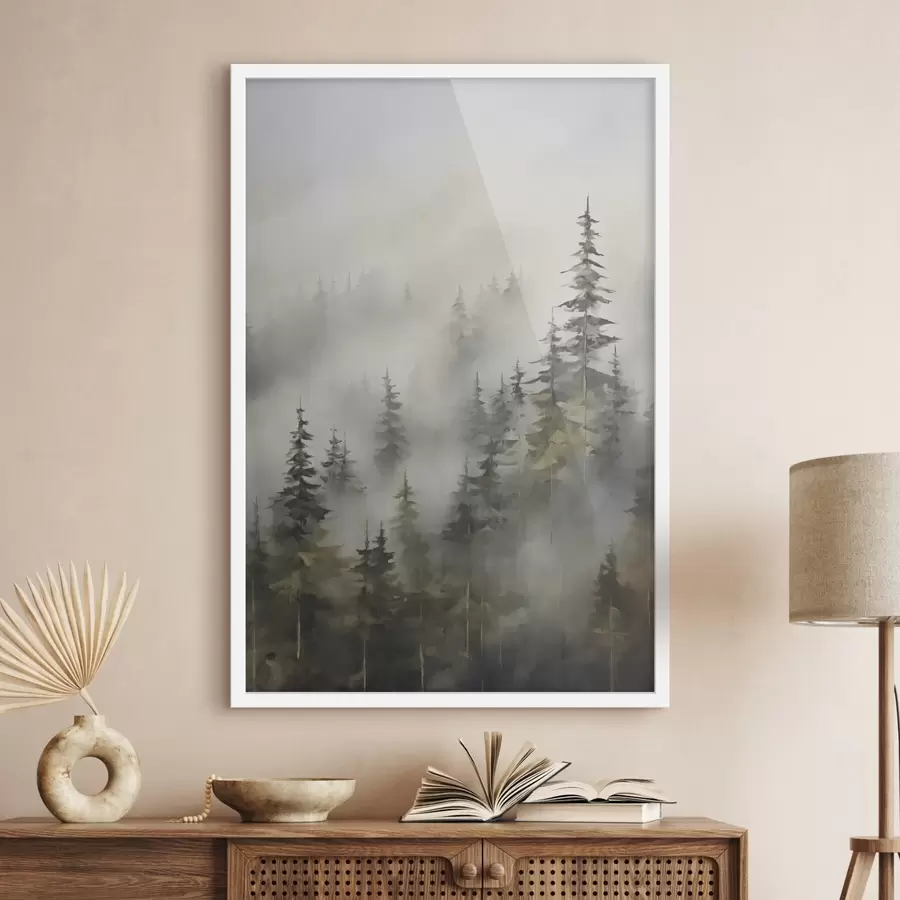Fototapetai Miškas rūke, tapybos imitacija f46671