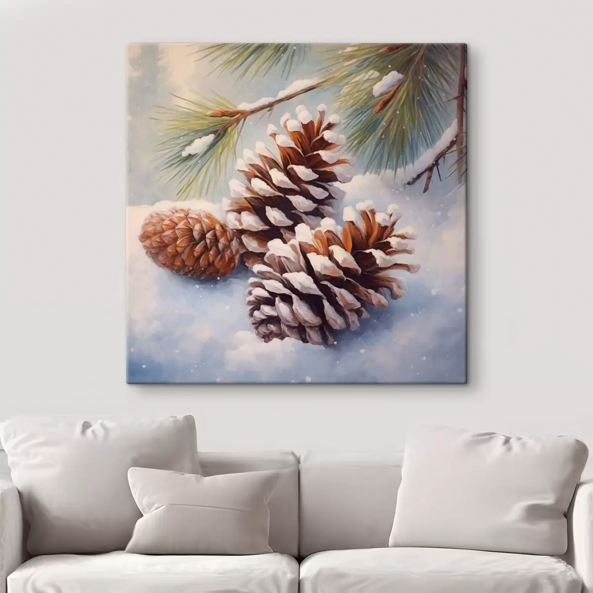 Paveikslėlis Sniegu padengtos pušų kankorėžės ir šakos s46631