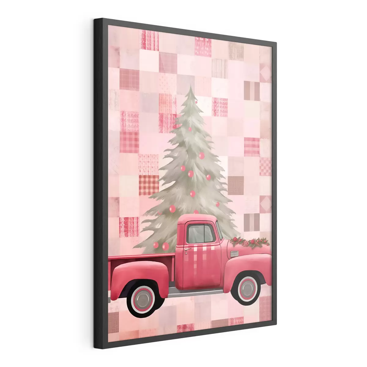 Plakatas Retro sunkvežimis su Kalėdų eglute f46632