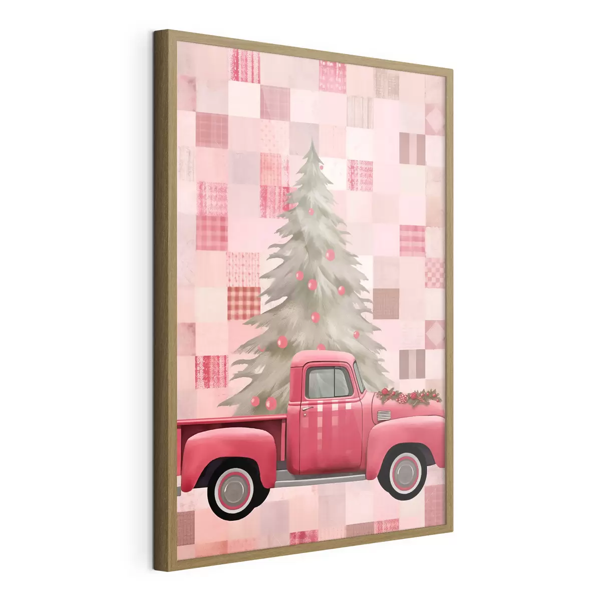 Plakatas Retro sunkvežimis su Kalėdų eglute f46632