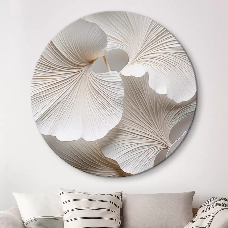 Paveikslėlis Balta ginkgo biloba lapai su išsamiomis gyslomis, švelniu apšvietimu, tekstūruotu elegantišku ir minimalistiniu dizainu r46705