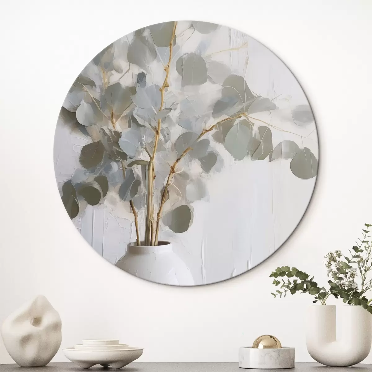 Apvalūs paveikslai Šakelių vazoje imitacijos tapyba r46719