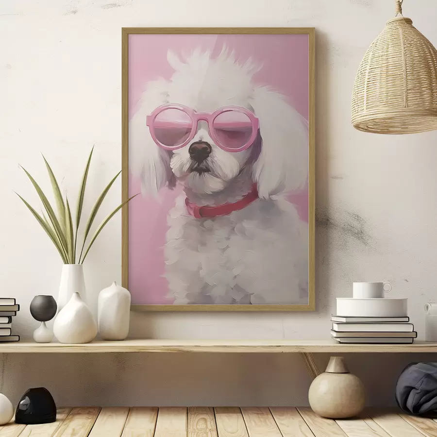 Fototapetai Mažas šuo su akiniais yra tapybos imitacija f46722