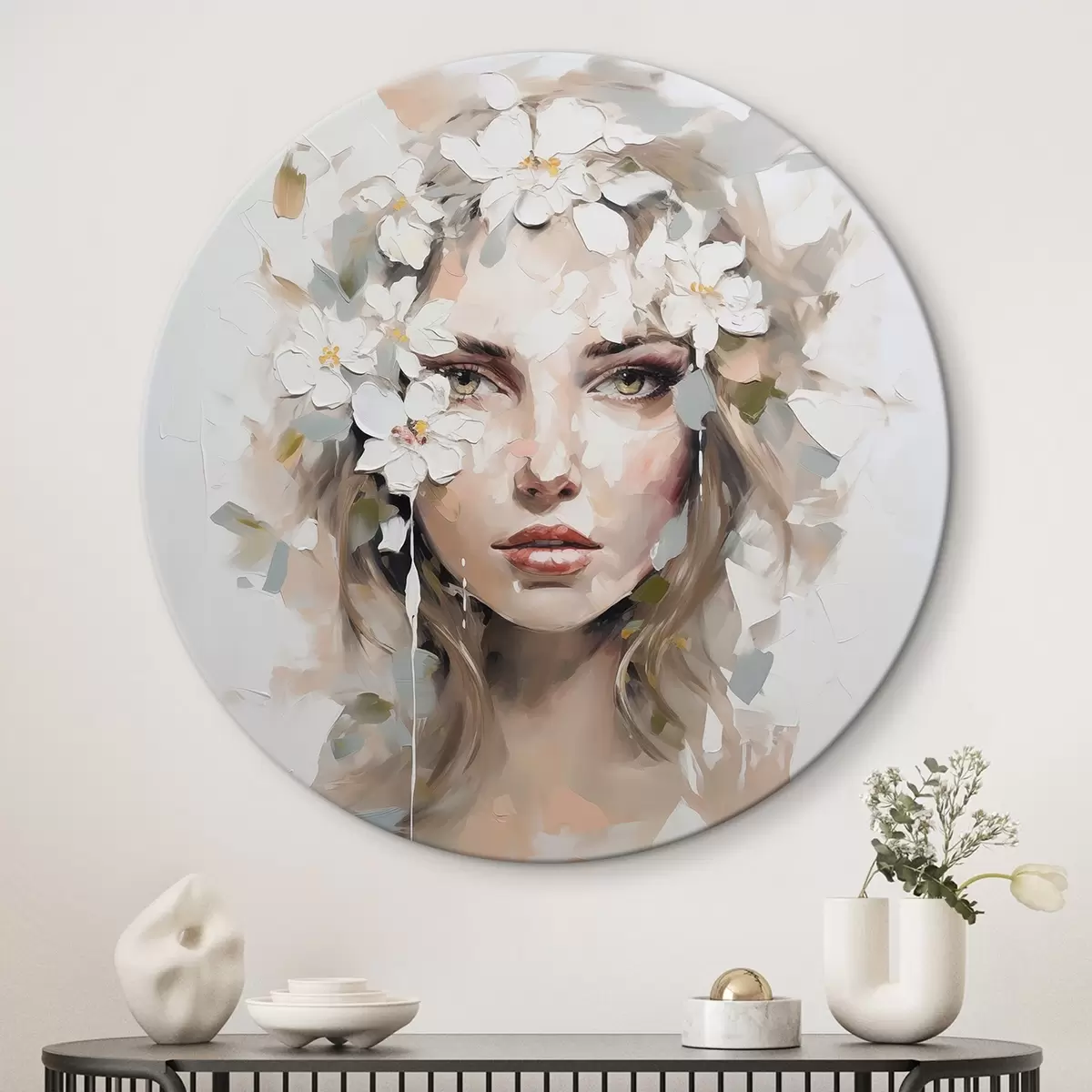 Apvalūs paveikslai Abstraktus portretas, imituojantis tapybą r46749